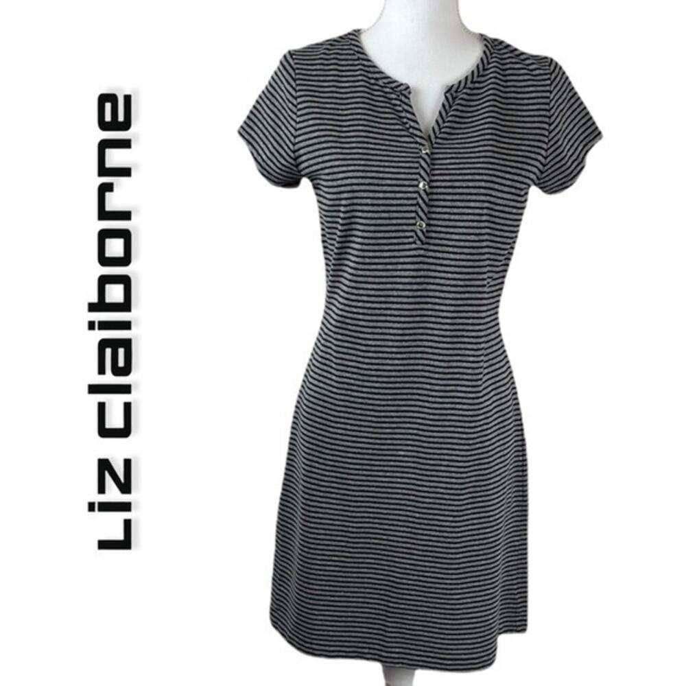 Liz Claiborne Sport Metallic Stripe Casual Sporty Tee Dress NWOT Size S